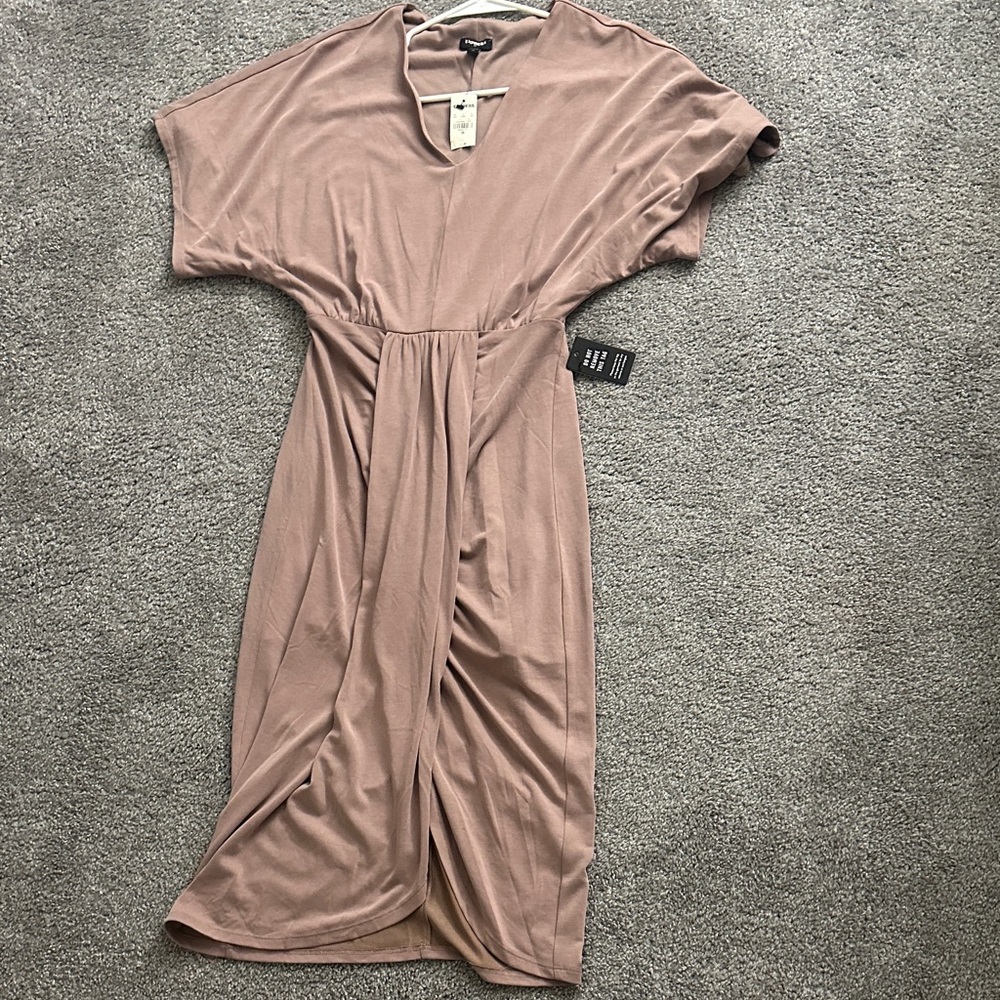 Express Soft Brown Midi Dress